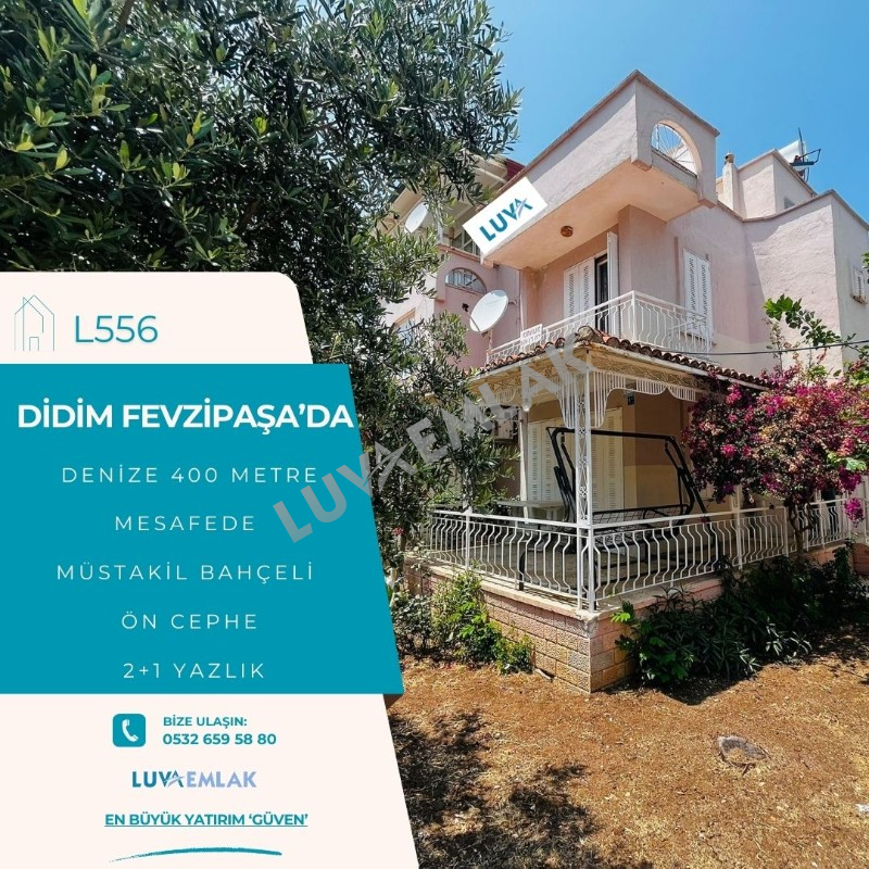 DİDİM FEVZİPAŞA'DA DENİZE 400 METRE MESAFEDE GENİŞ BAH&Ccedil;ELİ &Ouml;N CEPHE 2+1 YAZLIK